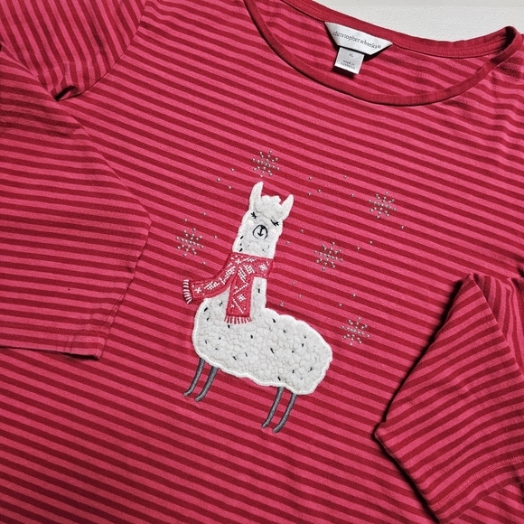 Christopher & Banks Tops - Christopher &‎ Banks Womens XL Red Striped Llama Long Sleeve T Shirt Top